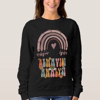 Behavior Analyst BCBA Groovy Retro Vintage Rainbow Sweatshirt
