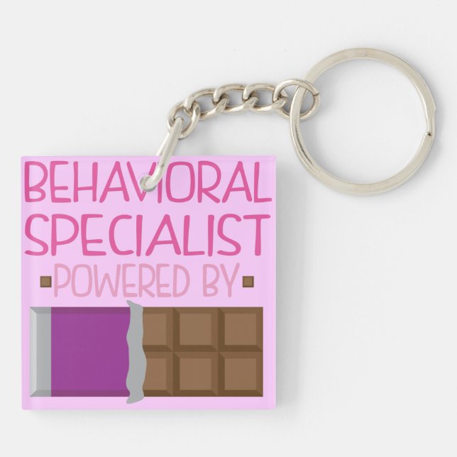 Behavioural Specialist Chocolate Gift for Woman Key Ring (Back)