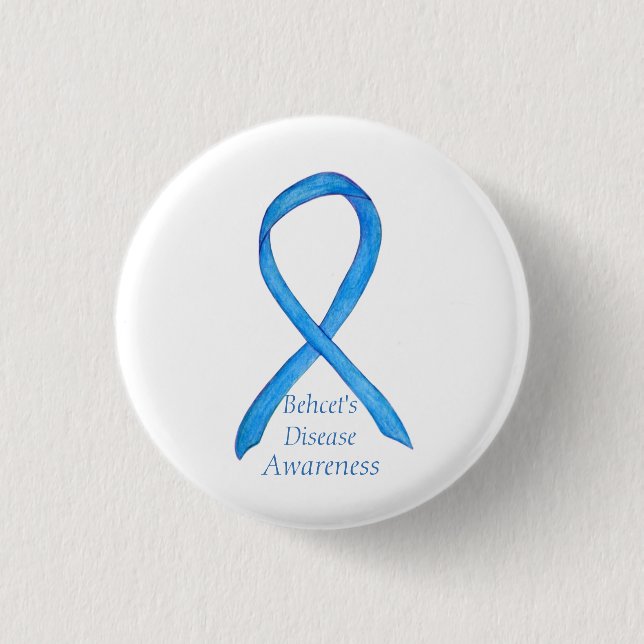 Behcet's Disease Awareness Custom Ribbon Art Pin (Front)
