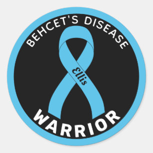 Behcet's Disease Warrior Ribbon Black Classic Round Sticker