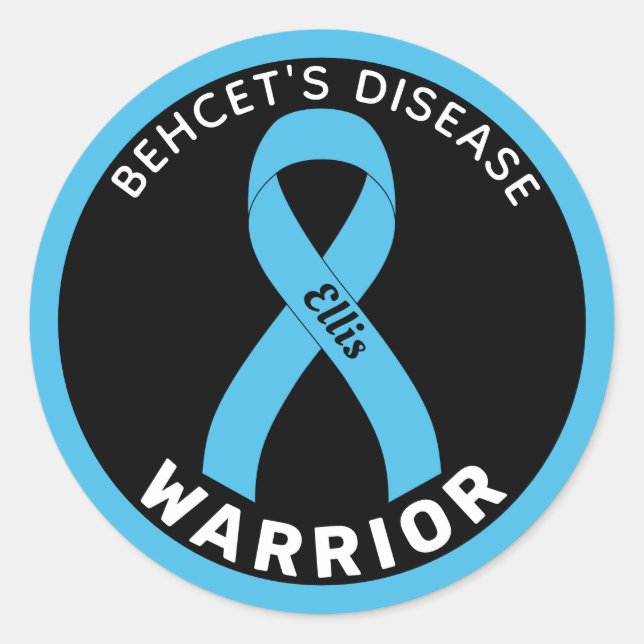 Behcet's Disease Warrior Ribbon Black Classic Round Sticker (Front)