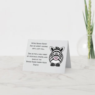 Behind Bars Zebra – Funny Cartoon Animal Pun Invitation