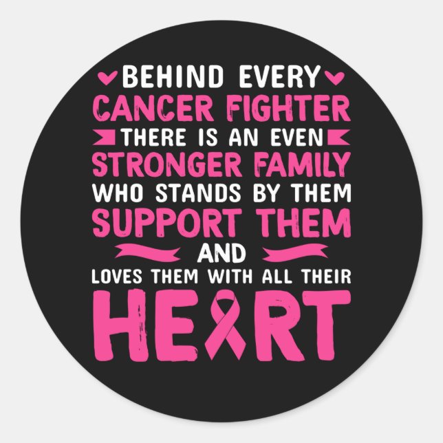 Behind every cancer fighter there is stronger classic round sticker (Front)