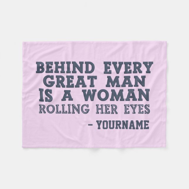 Behind Every Man custom colour & name fleece Blanket (Front (Horizontal))