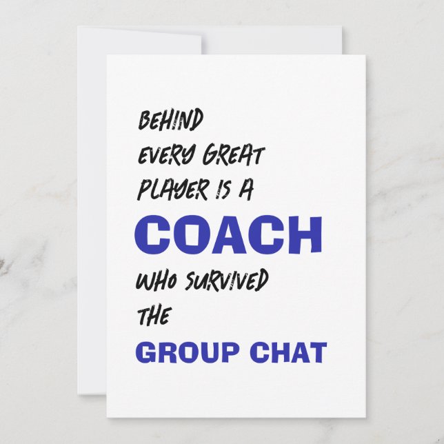 Behind Every Player Coach Flat Thank You Card (Front)