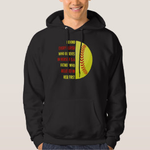 Behind Every Player Is A Father Softball Dad Daugh Hoodie