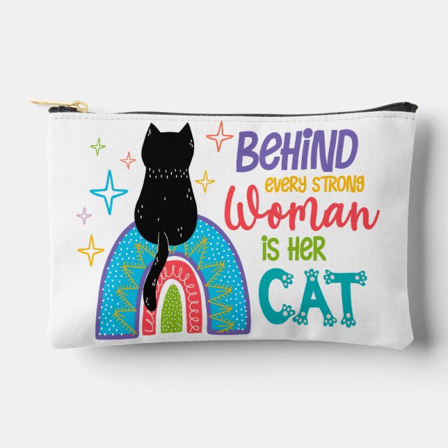 Behind Every Strong Woman Is Her Cat Accessory Pouch (Front)