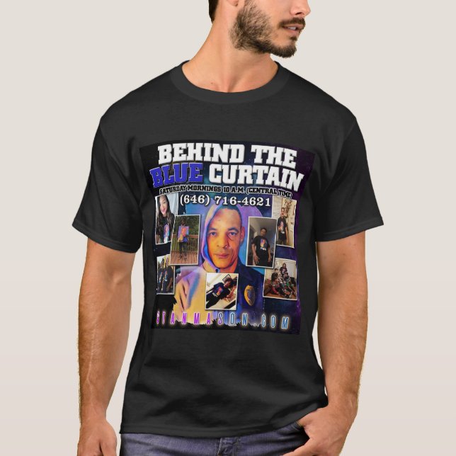 Behind the Blue Curtain Listener Banner T-Shirt (Front)