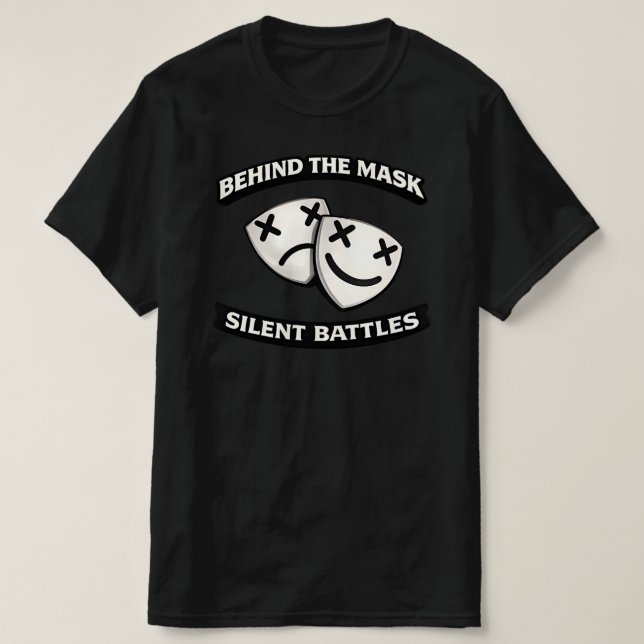 Behind the Mask Silent Battles Urban Graphic T-Shirt (Design Front)
