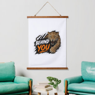Behind You Leopard  Hanging Tapestry