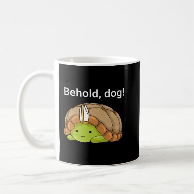 Behold Dog Funny Turtle Wearing A Priest Hat Coffee Mug (Left)