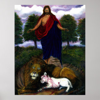 Behold! I Come Quickly! Jesus, Lion and Lamb Poster