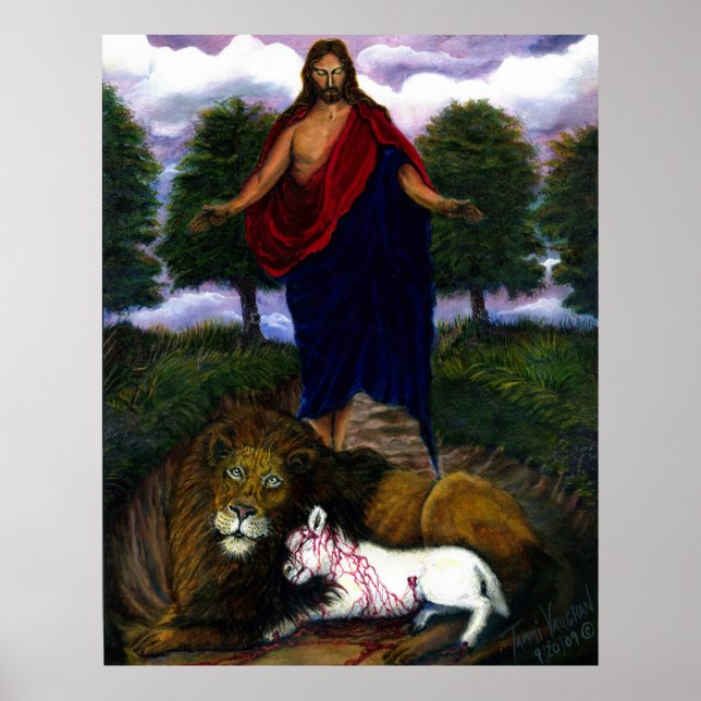Behold! I Come Quickly! Jesus, Lion and Lamb Poster (Front)