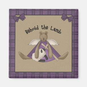 Behold the Lamb Teddy Bear Angel Magnet
