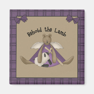 Behold the Lamb Teddy Bear Angel Magnet