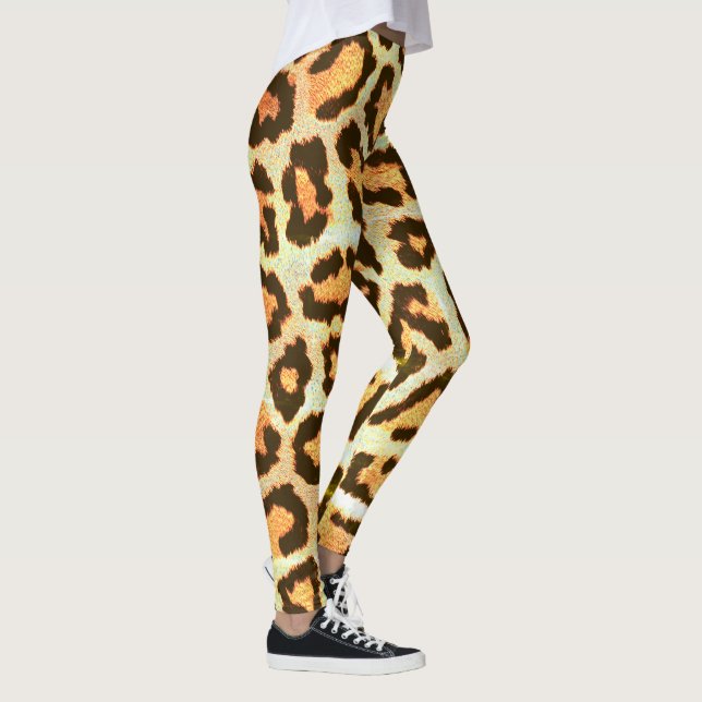 beidge tan & black leopard print cool Leggings (Right)