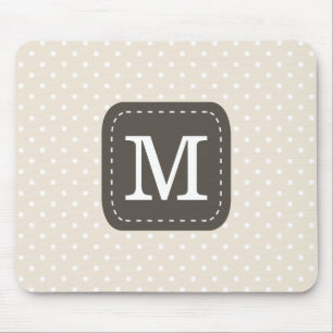 Beig Polka Dots Pattern with Personalised Monogram Mouse Pad