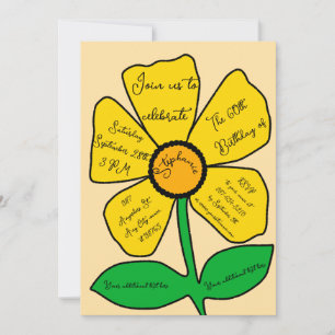 Beige 60th Birthday Gold Doodle Flower Invitation