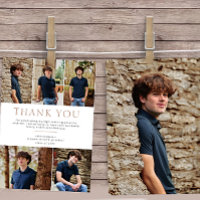 Beige 6 Photo Bold Text Graduation Thank You
