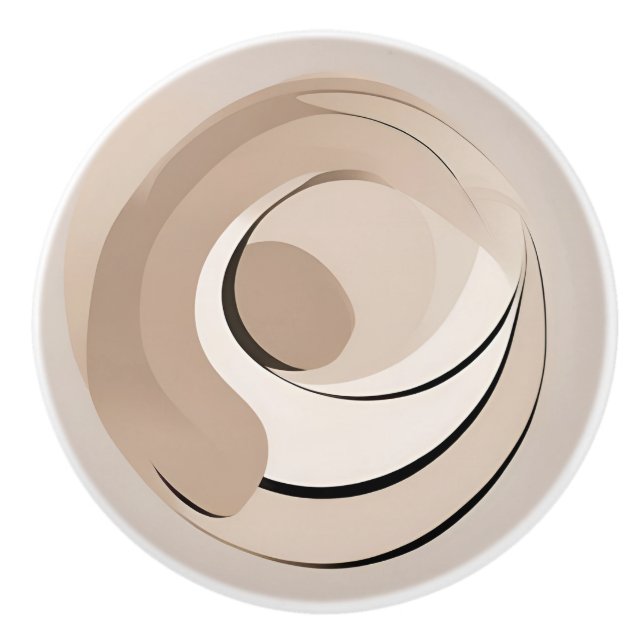 Beige Abstract Circle Art Ceramic Knob (Front)