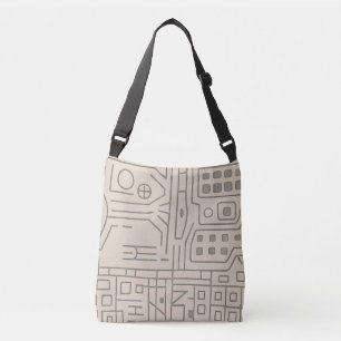 Beige Abstract City Crossbody Bag
