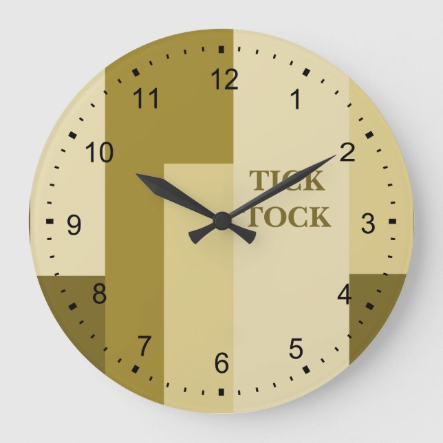 Beige Abstract Rectangle Pattern Large Clock (Front)