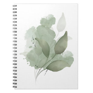 Beige Aesthetic Abstract Botanical Art Spiral Notebook