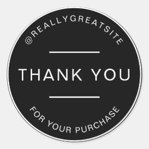 Beige Aesthetic Minimalist Thank You Black Classic Round Sticker