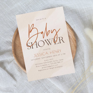 Beige Aesthetic Modern Baby Shower Invitation
