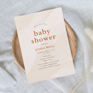 Beige Aesthetic Modern Baby Shower Invitation