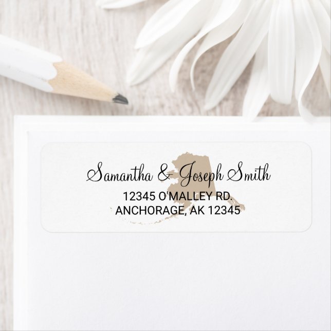 Beige Alaska Shape Return Address Label (Insitu)