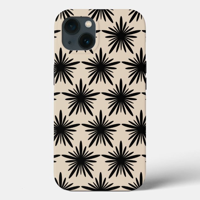 Beige And Black Boho Abstract Star Pattern Case-Mate iPhone Case (Back)