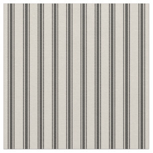 Beige and Black Classic Ticking Stripes Fabric