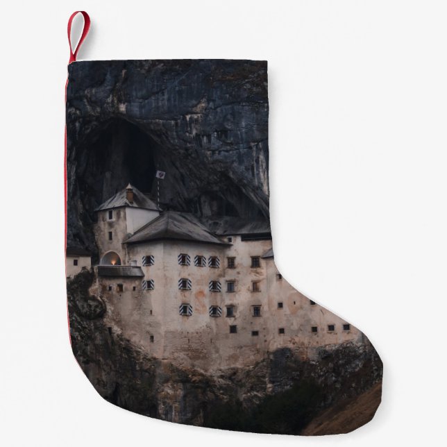 BEIGE AND BLACK CONCRETE HOUSE SMALL CHRISTMAS STOCKING (Front)
