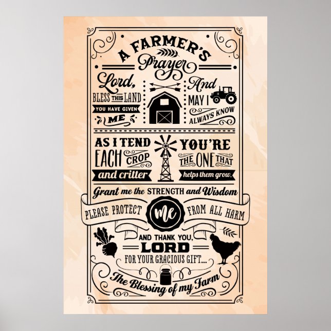 Beige and Black Farmer's Prayer Poster (Front)