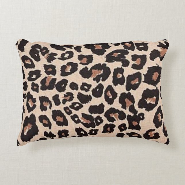 Beige and Black Leopard Pattern Decorative Cushion (Front)