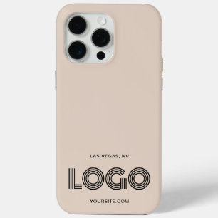 Beige and Black Modern Rectangular Logo iPhone 15 Pro Max Case