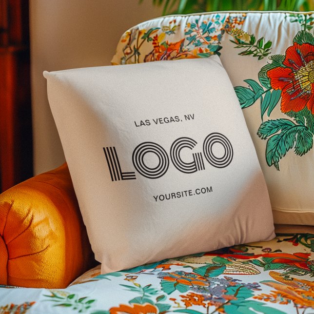 Beige and Black Modern Rectangular Logo Cushion (Beige and Black Modern Rectangular Logo Throw Pillow)