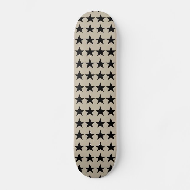 Beige and Black Stars Pattern Skateboard (Front)