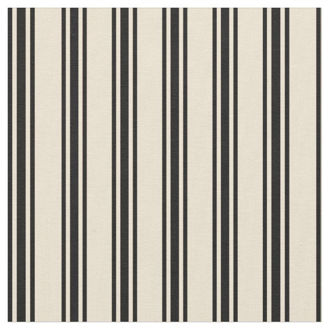 Beige and Black Stripes/Lines Pattern Fabric (Close Up)