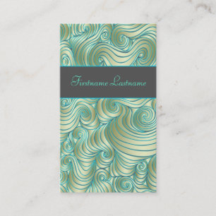 Beige And Blue Abstract Random Swirls Business Card