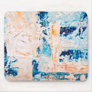 Beige and Blue Acrylic Painting The Abstract Art Mouse Pad