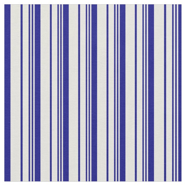 Beige and Blue Coloured Striped/Lined Pattern Fabric (Close Up)