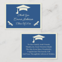 Beige And Blue Customised Graduation Thank You