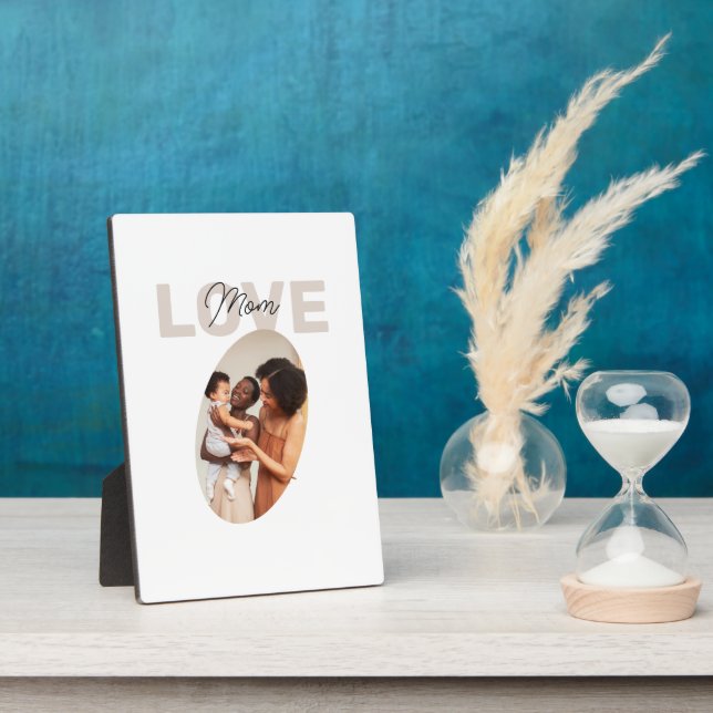 Beige and Brown Aesthetic Minimalist Love Mum  Plaque (Side)