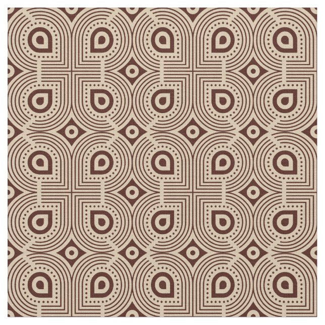 Beige And Brown Geometric Shapes Fabric (Close Up)