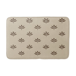 Beige and Brown Leaves Bath Mat