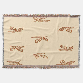 Beige and Brown Leaves Throw Blanket
