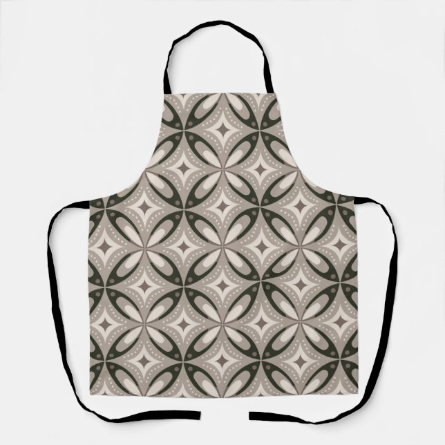 Beige and Brown Retro circular shapes Apron (Front)