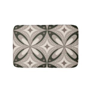 Beige and Brown Retro circular shapes Bath Mat